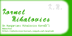 kornel mihalovics business card